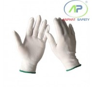 Găng tay thun không phủ PU  (Màu trắng) Size S (Có viền)